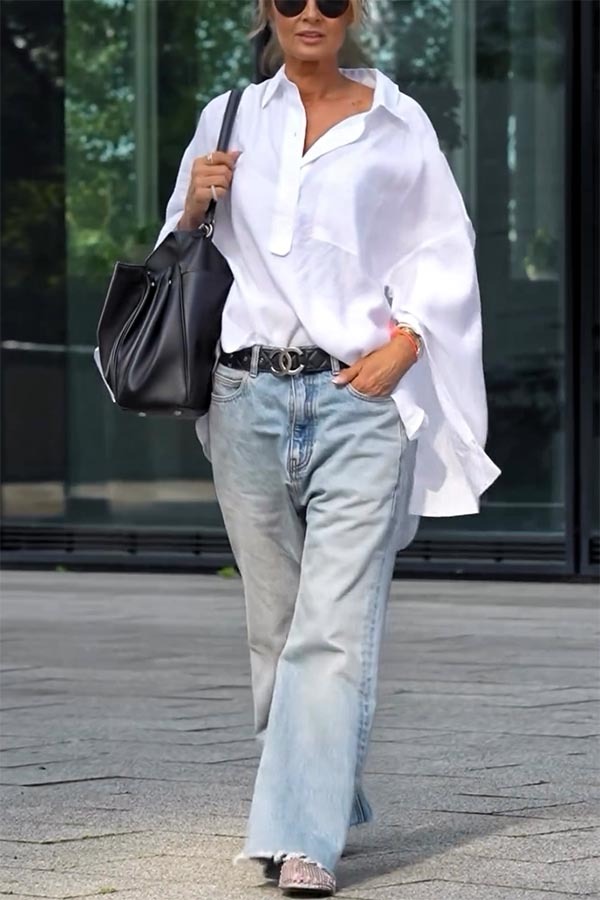 Vintage and Chic Denim Mid Rise Pocket Washed Hem Wide Leg Jeans-consonak