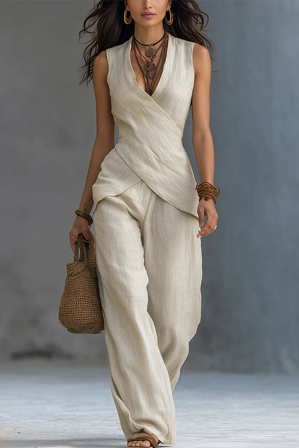 Coastal Muse Linen-Look Two-Piece Set-Consonak