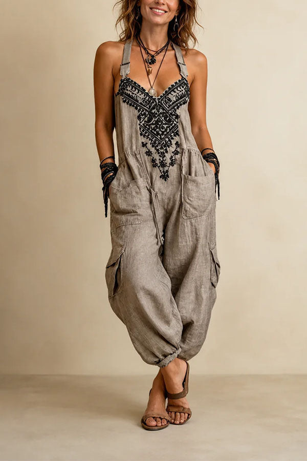 Aria Boho Chic Embroidered Jumpsuit-Consonak