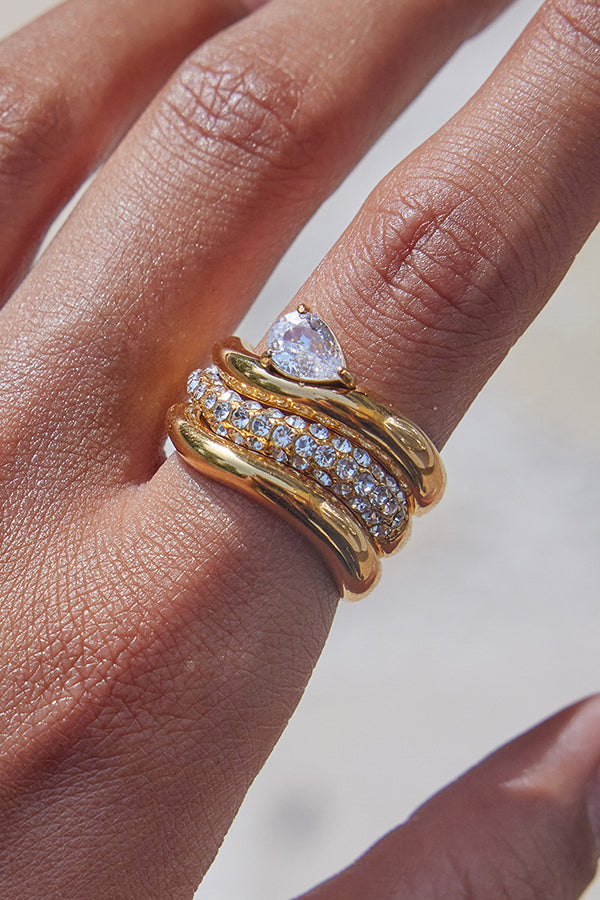 Fashion Stainless Steel Zircon Ring-consonak