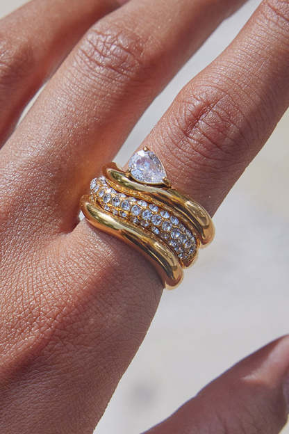 Fashion Stainless Steel Zircon Ring-consonak