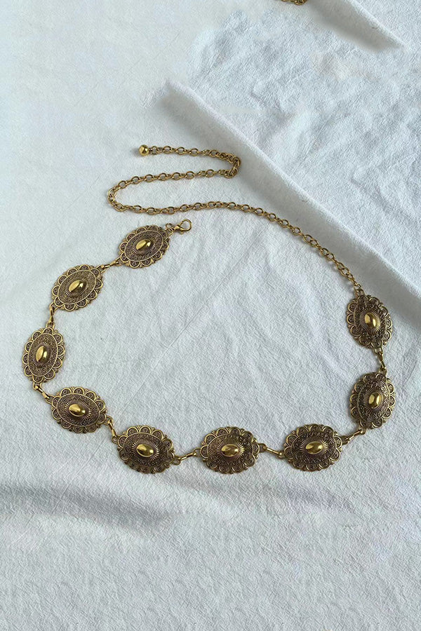 Retro Metal Carved Geometric Waist Chain | Consonak