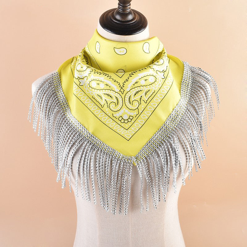 British Retro Diamond Tassel Square Scarf | Consonak