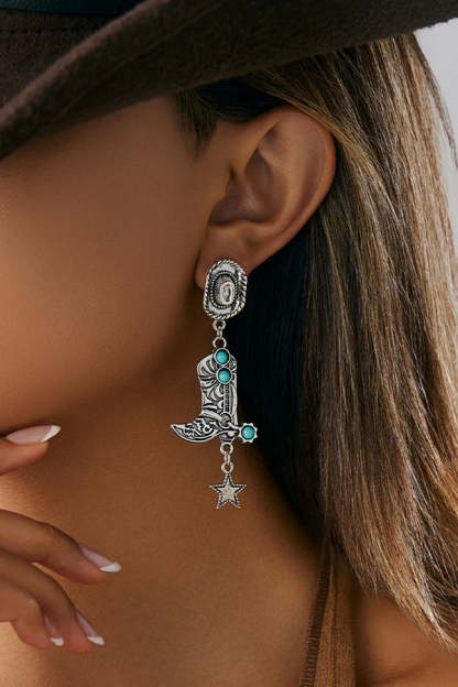Western Cowboy Hat and Boots Pendant Earrings-consonak
