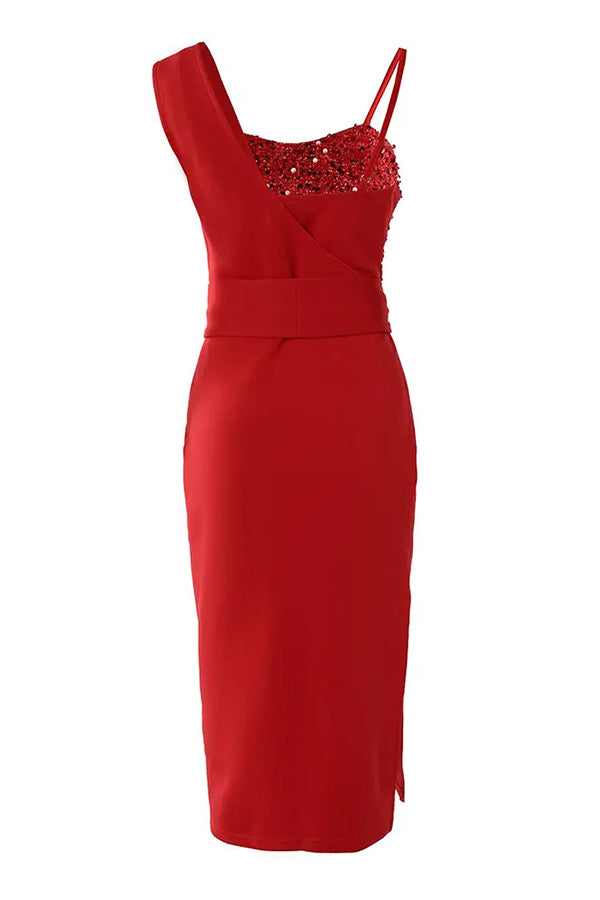 Tampa Nights Sequins Patch Slit Party Dress-consonak