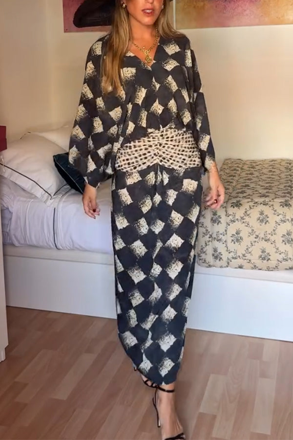 Nomad Diamond Print Kaftan Maxi Dress-Consonak