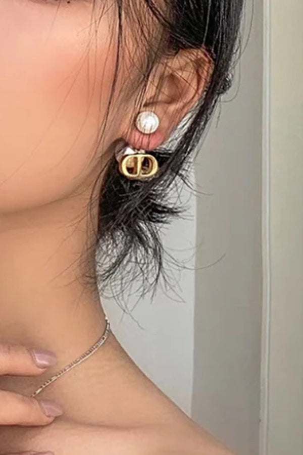 Vintage Double D Shape Pearl Earrings-consonak