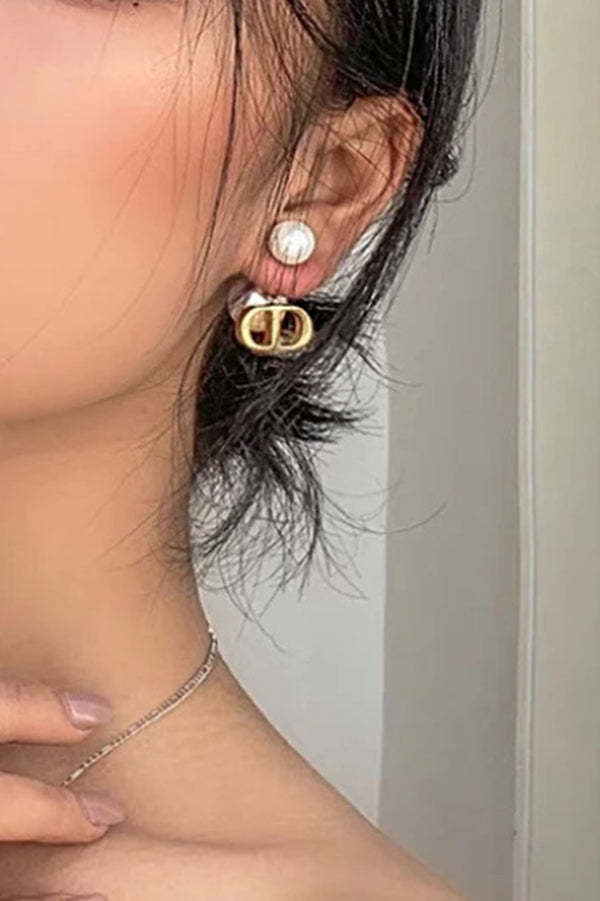 Vintage Double D Shape Pearl Earrings-consonak