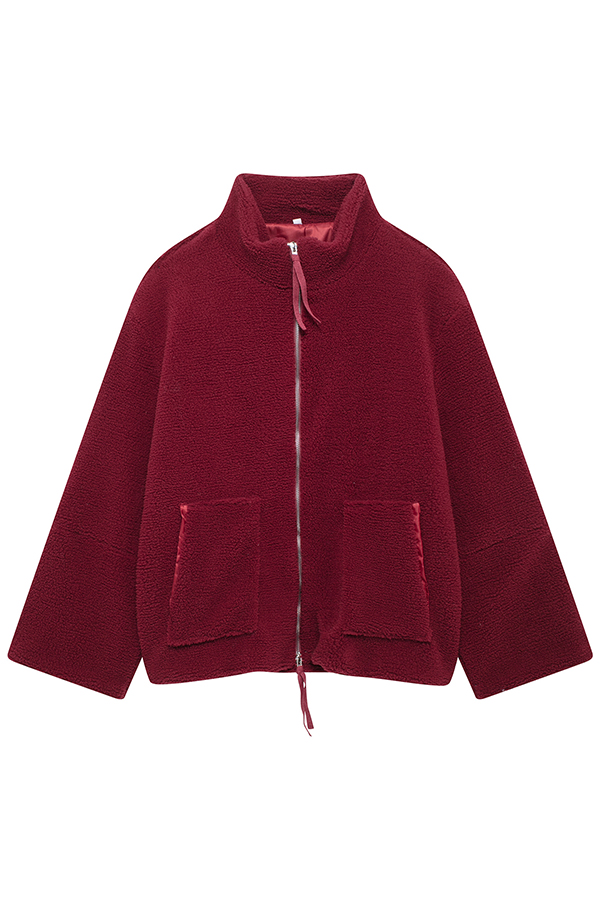 Solid Color Stitching High Collar Long Sleeve Loose Pocket Woolen Coat-consonak