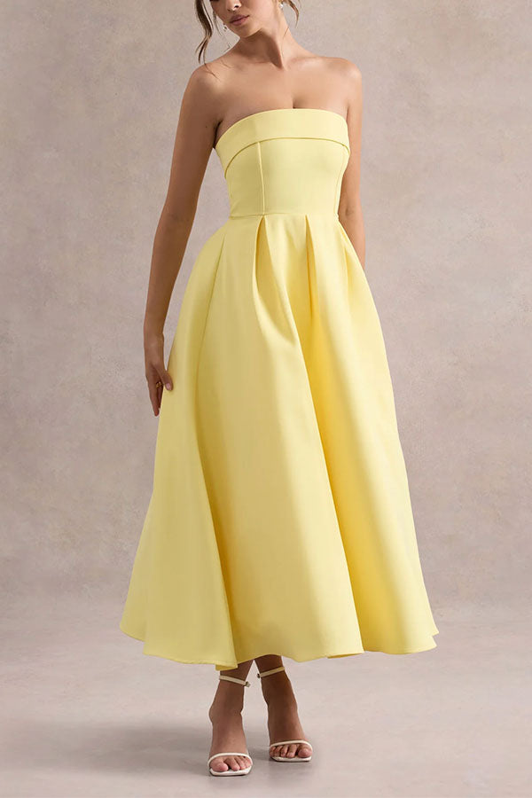 Celine Strapless Midi Dress-Consonak