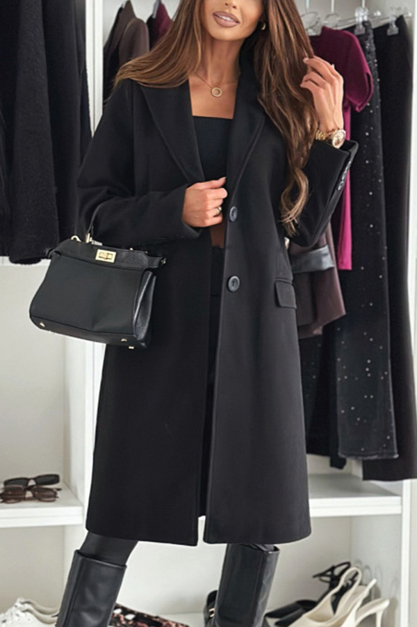 Fashionable Casual Lapel Long Sleeve Single Breasted Loose Coat-consonak