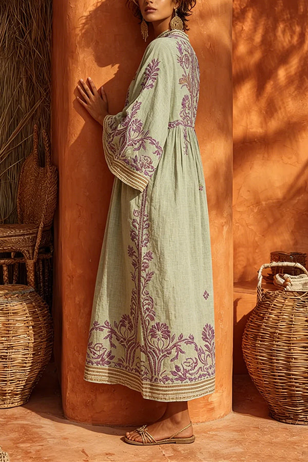 The Sage & Lavender Embroidered Kaftan-Consonak