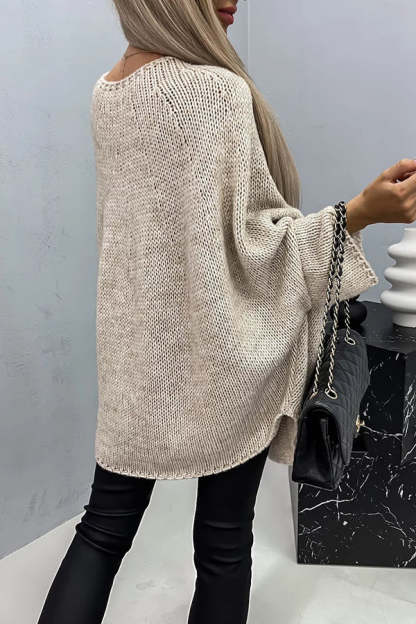 Remember Me Knit Crew Neck Poncho Loose Sweater-consonak