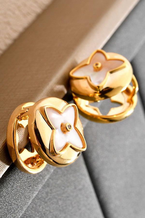 Fashionable Shell Light Luxury Metal Button Earrings-consonak