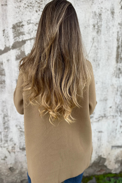 Solid Color Casual Lapel Long Sleeve Loose Woolen Jacket-consonak