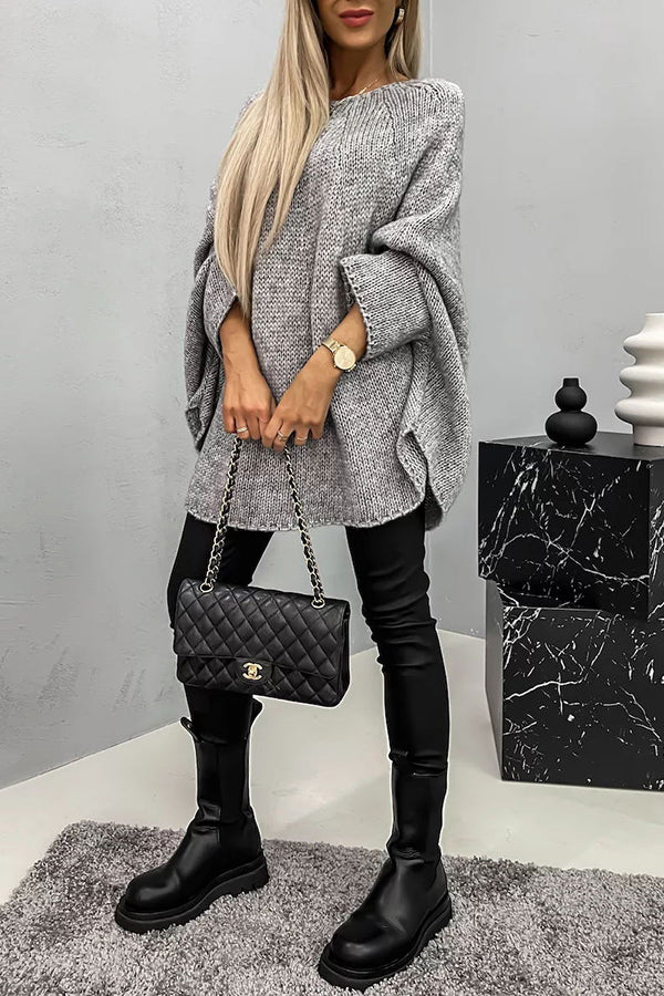 Remember Me Knit Crew Neck Poncho Loose Sweater | Consonak