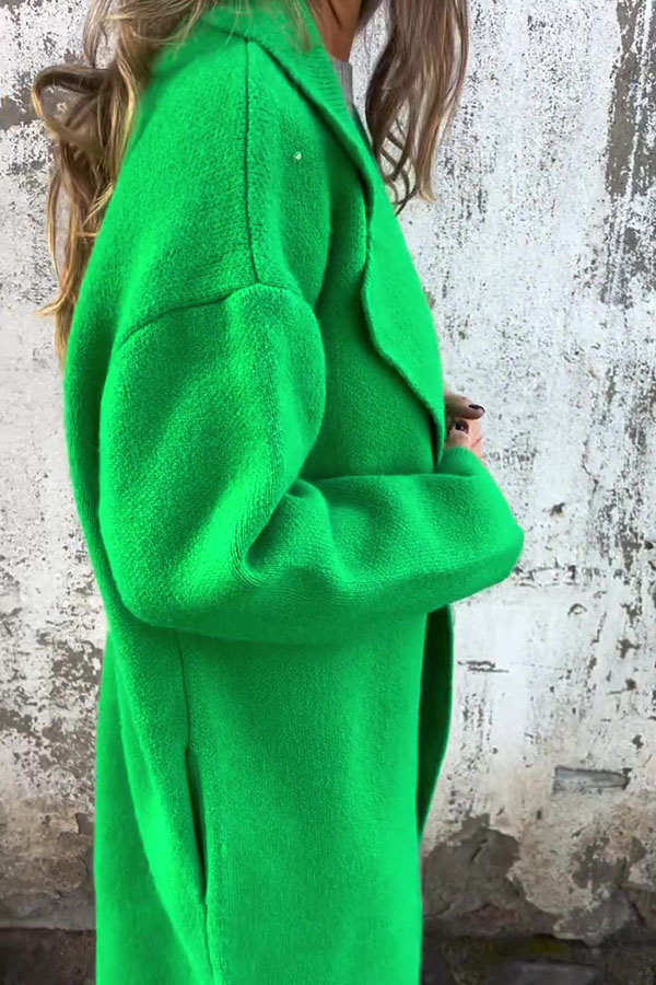 Solid Color Lapel Long Sleeve Loose Casual Jacket-consonak