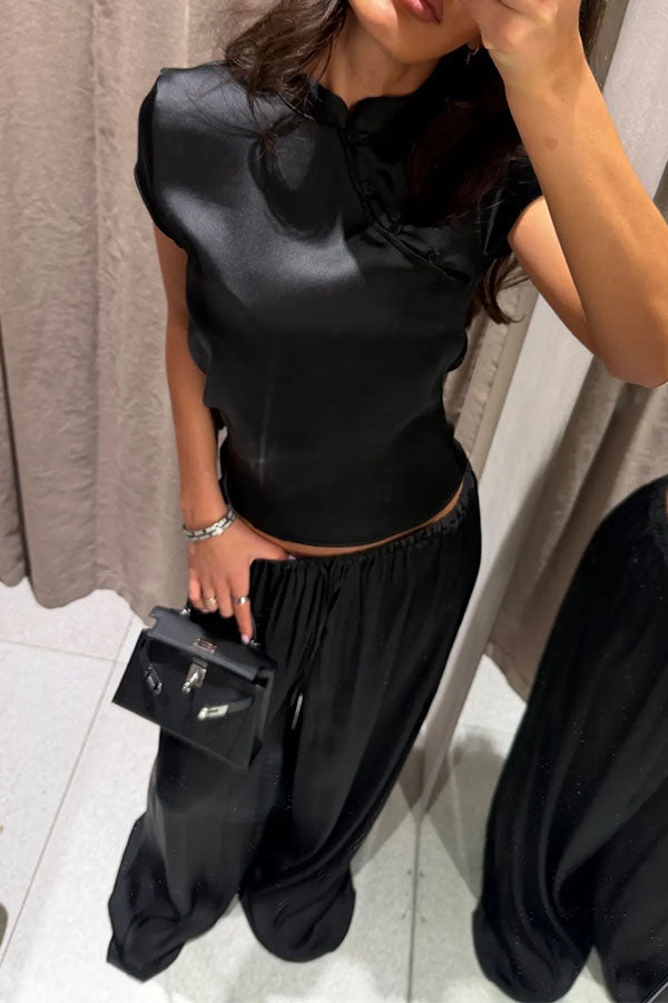 Aurelia Metallic Satin Jogger Pants-Consonak