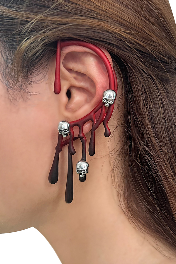 Halloween Lava Retro Burgundy Single Earrings-consonak