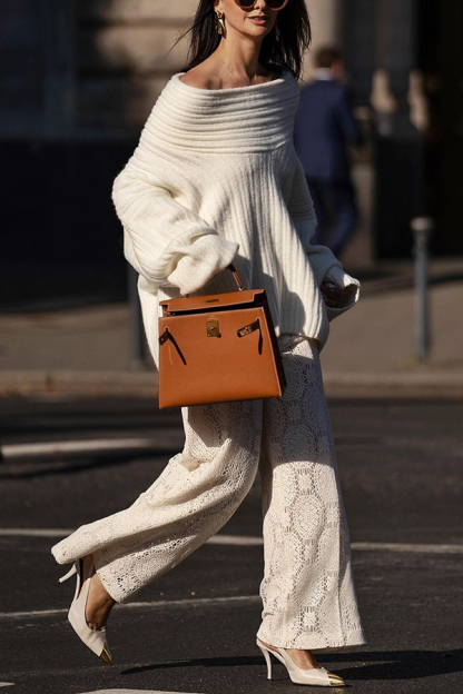 Fashionable Irregular Collar Loose Casual Knitted Sweater-consonak