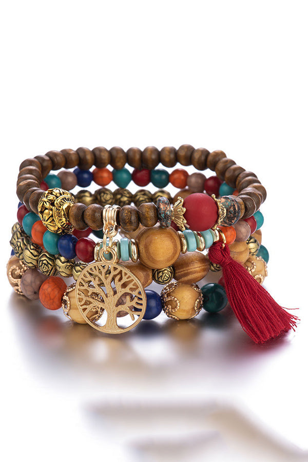 Bohemian Multi-layered Wood Beaded Bracelet-consonak