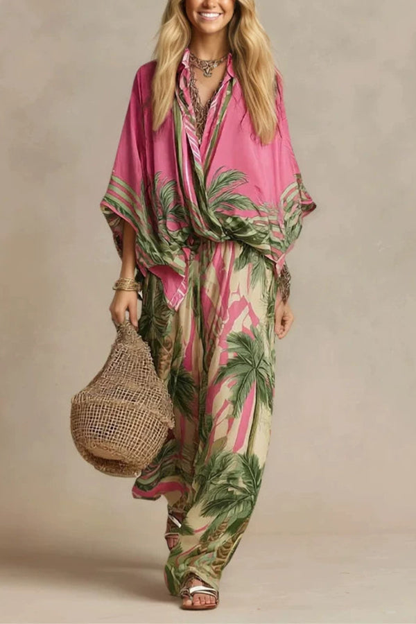 Paloma Resort Wear Palm Tree Printed Matching Set-Consonak