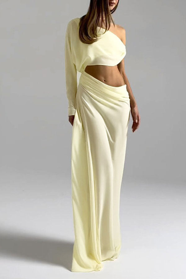 Sculptural Asymmetric Cutout Maxi Dress-Consonak
