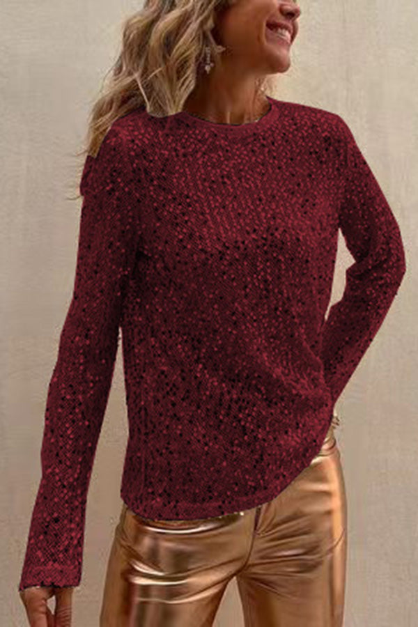 Keep It Shine Sequin Long Sleeve Shift Blouse | Consonak