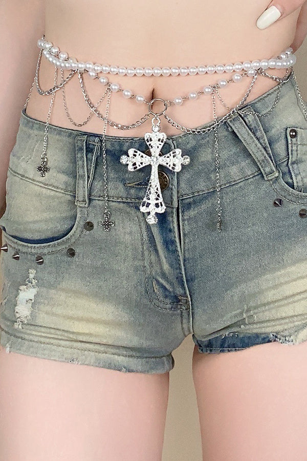Exquisite Multi-layer Pearl Beaded Tassel Waist Necklace-consonak
