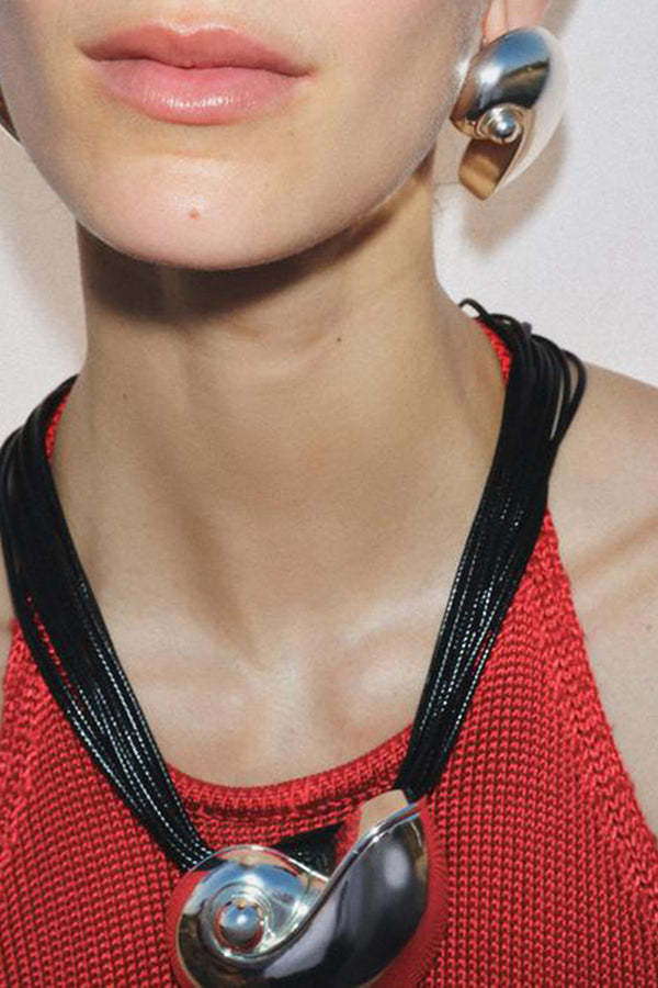 Fashionable Marine Style Shiny Conch Pendant Necklace and Earrings-consonak