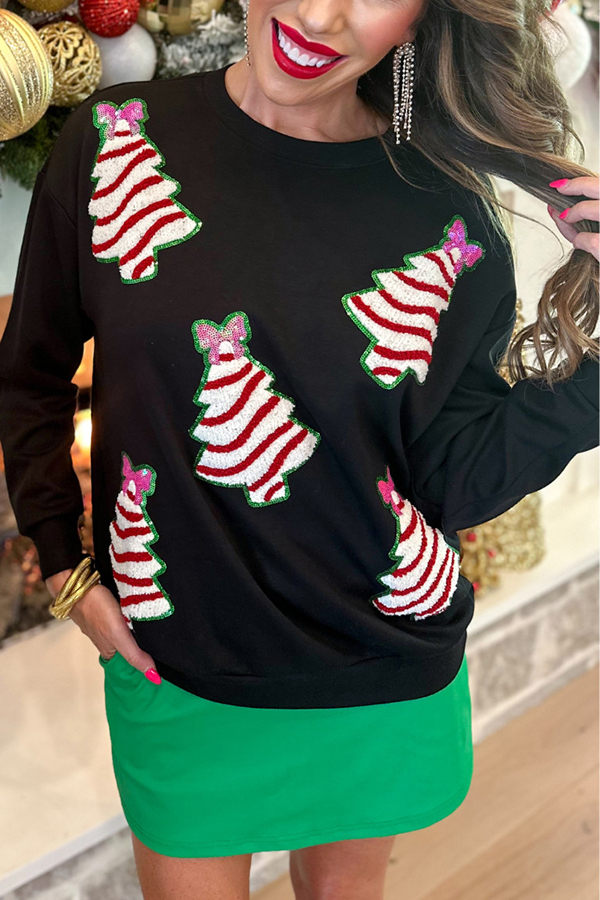 Christmas Tree Sequined Casual Loose Sweatshirt-consonak