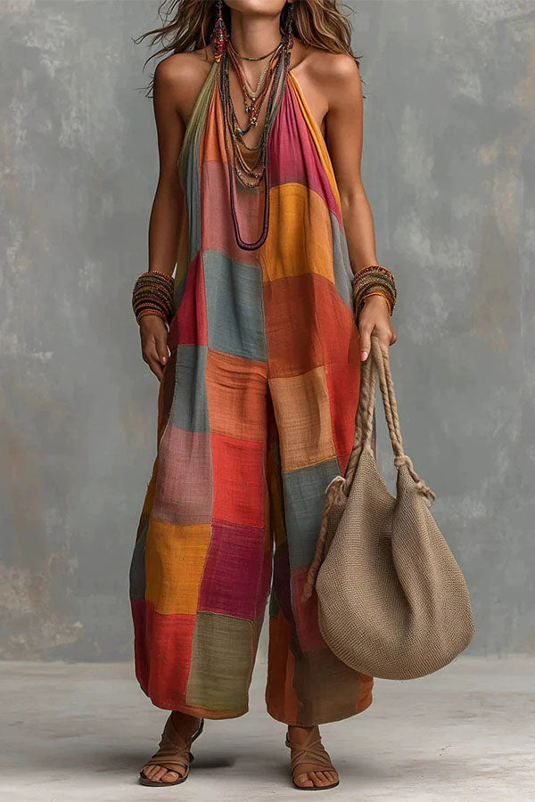Maya Boho Chic Patchwork Jumpsuit-Consonak
