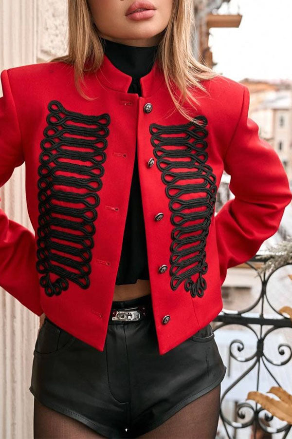 Aura Regal Military Corded Crop Jacket-Consonak