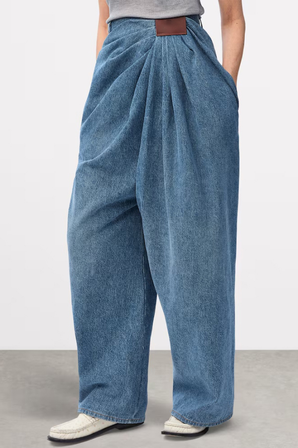 Stylish Pleated Casual Pocket Wide-leg Jeans-consonak