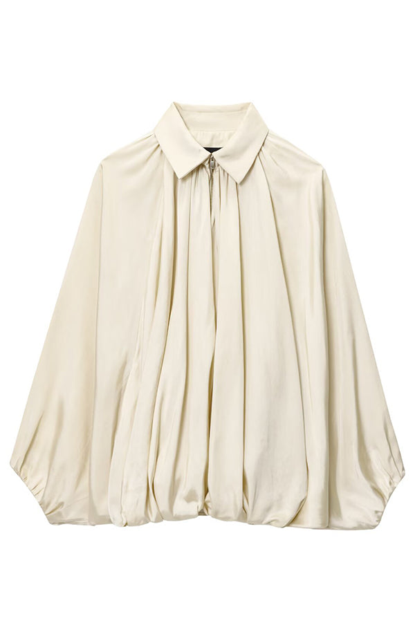 Fashion Lapel Loose Puff Long Sleeve Casual Zipper Jacket-consonak