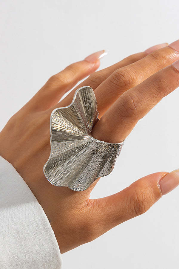 Fashion Irregular Ginkgo Leaf Shape Alloy Ring-consonak
