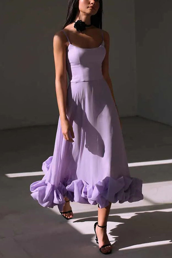 Ladies' camisole waist cinching charm multi-color banquet party MIDI skirt-consonak