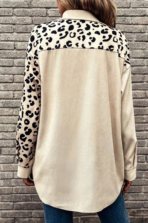 Leopard Print Single-breasted Mid-length Shirt Jacket-consonak