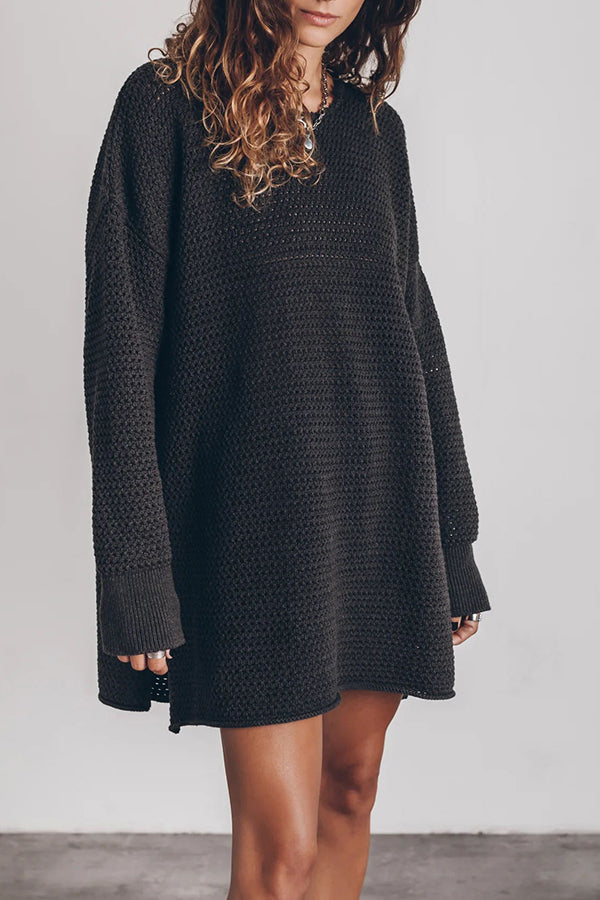 Cup of Cozy Knit Oversized Slit Side Sweater-consonak