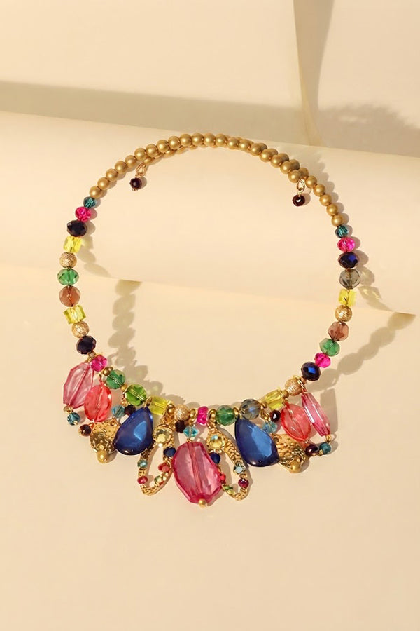 Multicolor Crystal Beaded Necklace-Consonak