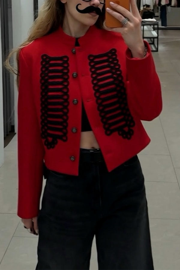 Aura Regal Military Corded Crop Jacket-Consonak