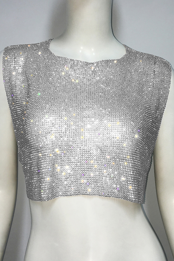 Sexy Metallic Rhinestone Backless Chain Vest-consonak