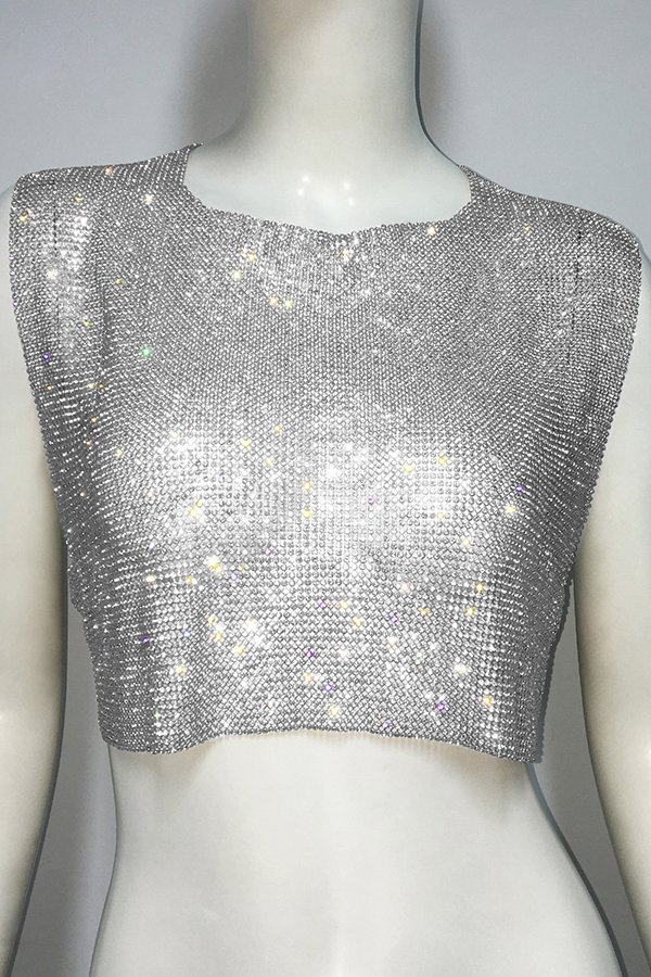 Sexy Metallic Rhinestone Backless Chain Vest-consonak