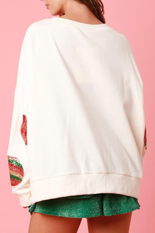Christmas Egg Sequined Casual Long Sleeve Sweatshirt-consonak