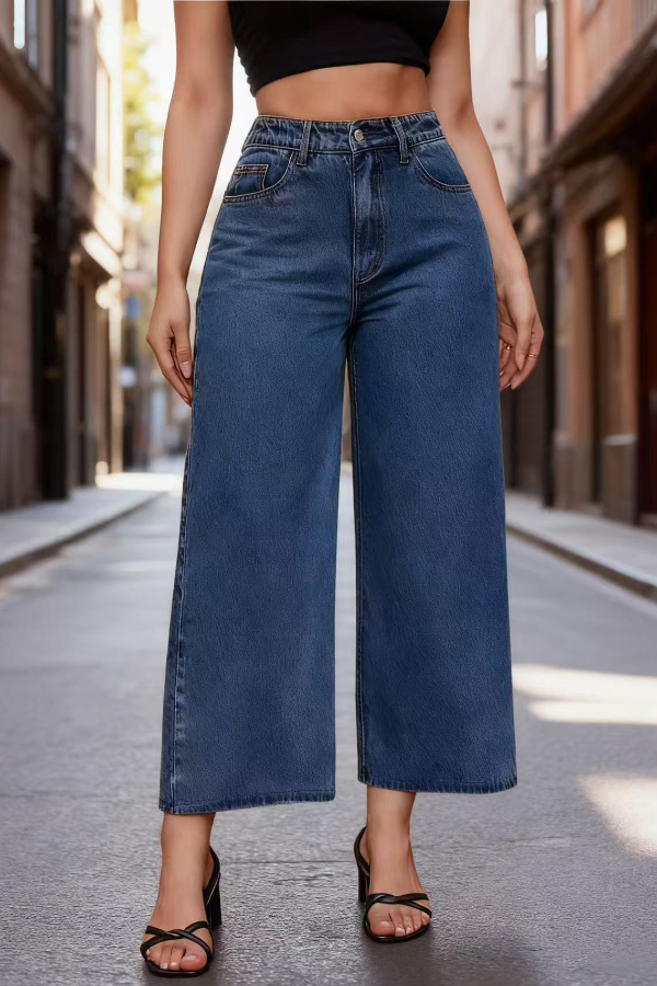 Stylish High-waisted Casual Pocket Straight Leg Jeans