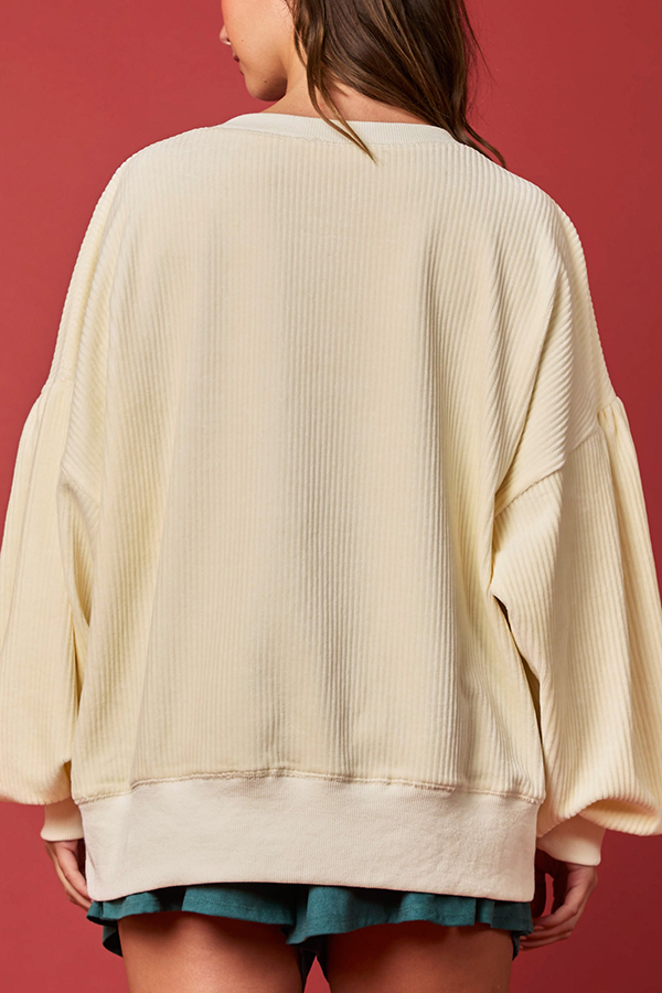 Christmas Egg Sequined Long Sleeve Loose Sweatshirt-consonak