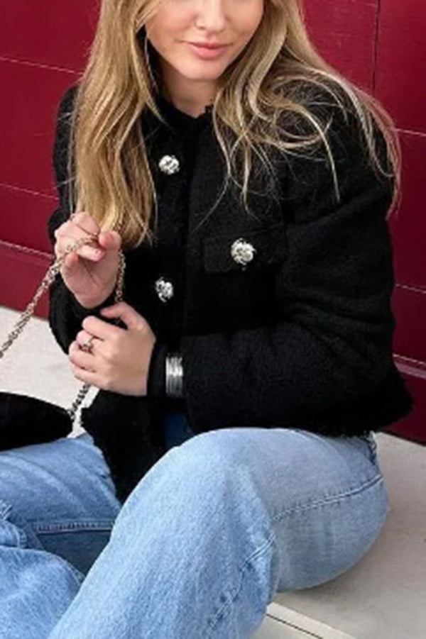 Joy To The World Tweed Metal Button Pocket Jacket-consonak