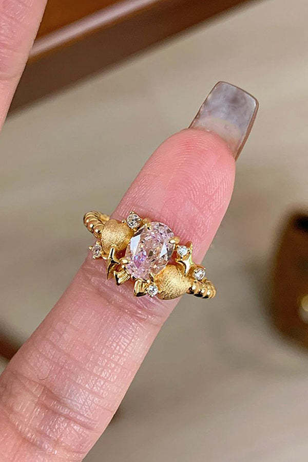 Fashionable Sparkling Pink Diamond Ring-consonak