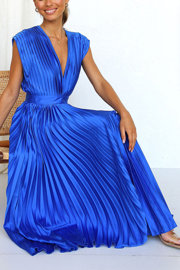 Hello Gorgeous Satin Pleated Party Midi Dress-consonak