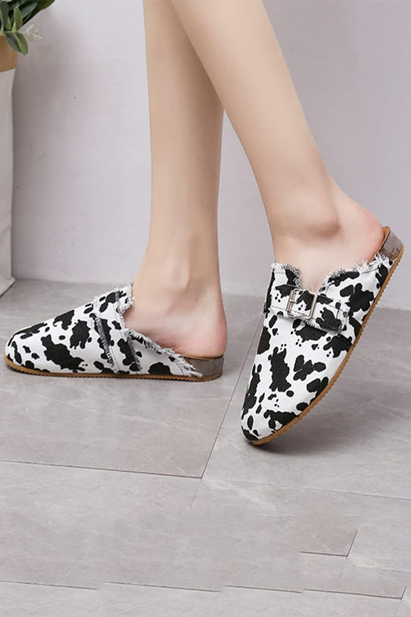 Fashionable Printed Raw Edge Flat Casual Shoes-consonak